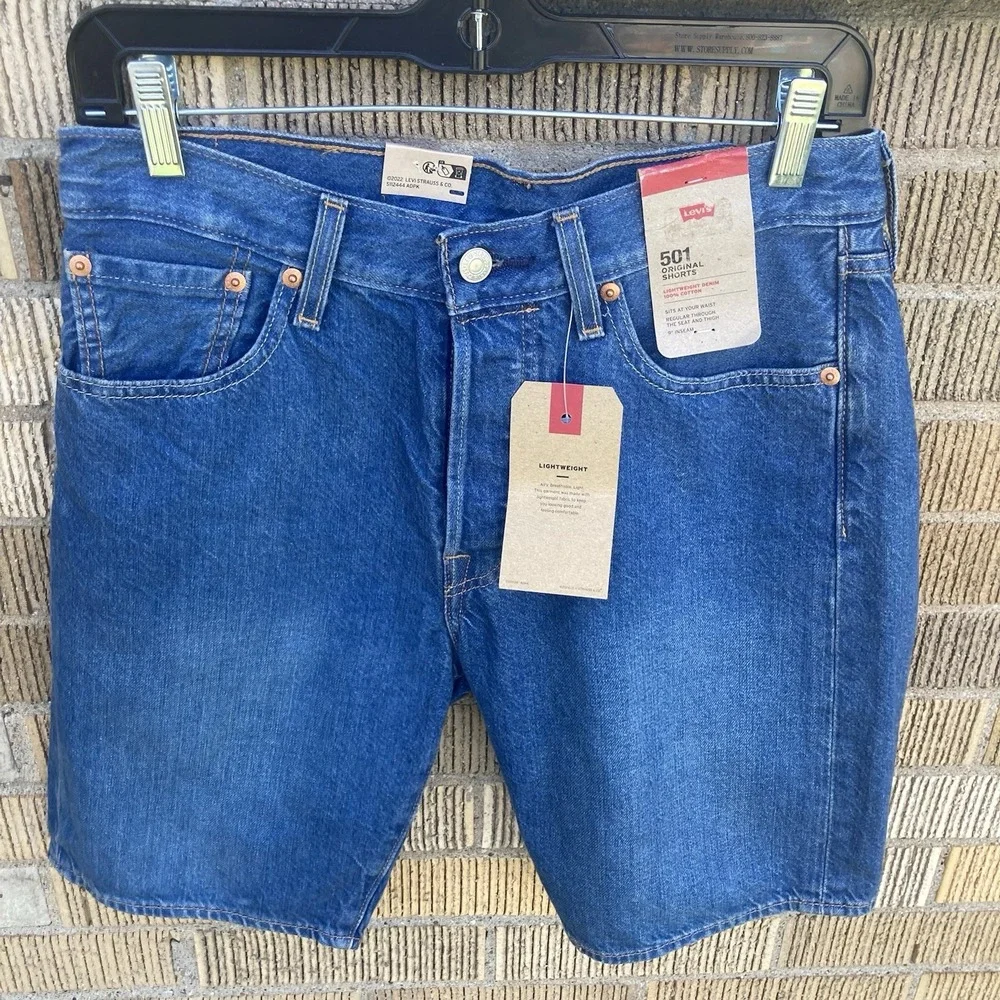 Levi's Men's‎ Sz 29 501 Jean Shorts Jorts Button Fly Dark Wash 9